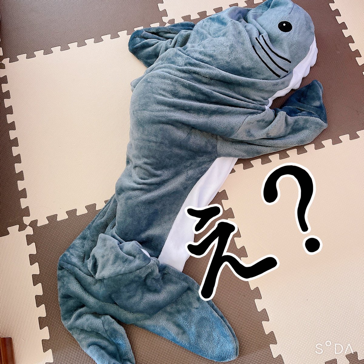 EMI_4seasons's tweet photo. トイレ行って部屋戻ったらサメ🦈着てこの状態だったwビックリするからやめろw
長女の構ってほしいアピールスゴすぎw

次女は今日で4ヶ月♡
2人目､そんな大変じゃない🫢
毎日時間に追われる日々でむしろそっちが大変www https://t.co/bQTnHToIJz