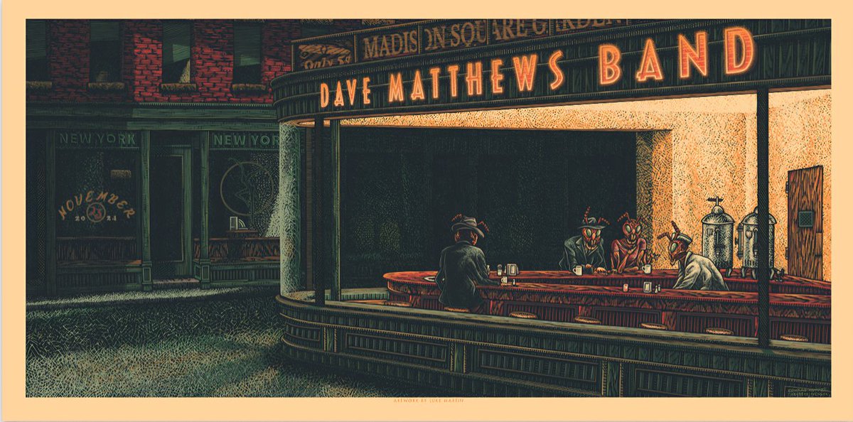 concertvids34's tweet photo. Tonight's #dmb Poster 
MSG N2 11/23/2024
Artist: Luke Martin https://t.co/q9Y3GpVtdk