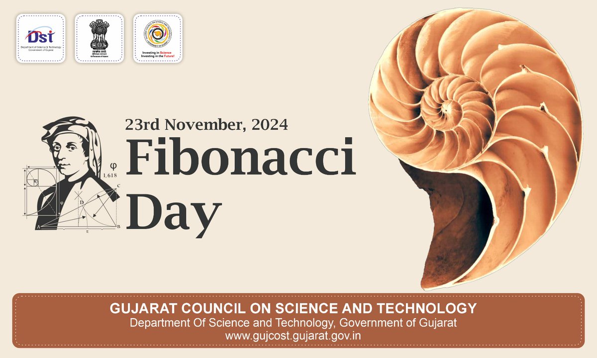 InfoGujcost's tweet image. Happy Fibonacci Day 🌀 !
Celebrated on 11/23, this day honors Leonardo of Pisa, the genius behind the #FibonacciSequence. The date itself reflects the sequence: 1, 1, 2, 3!
From nature to art, this mathematical marvel shows how #beauty thrives in #patterns.
Let's embrace the…