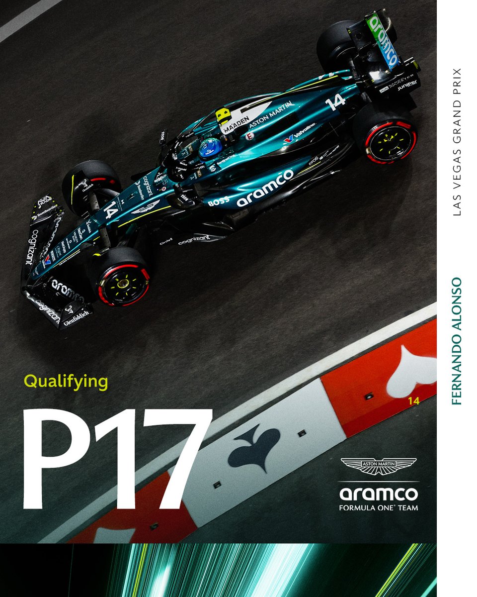 AstonMartinF1's tweet photo. Our #LasVegasGP qualifying comes to an end. https://t.co/21vqHzkAQo