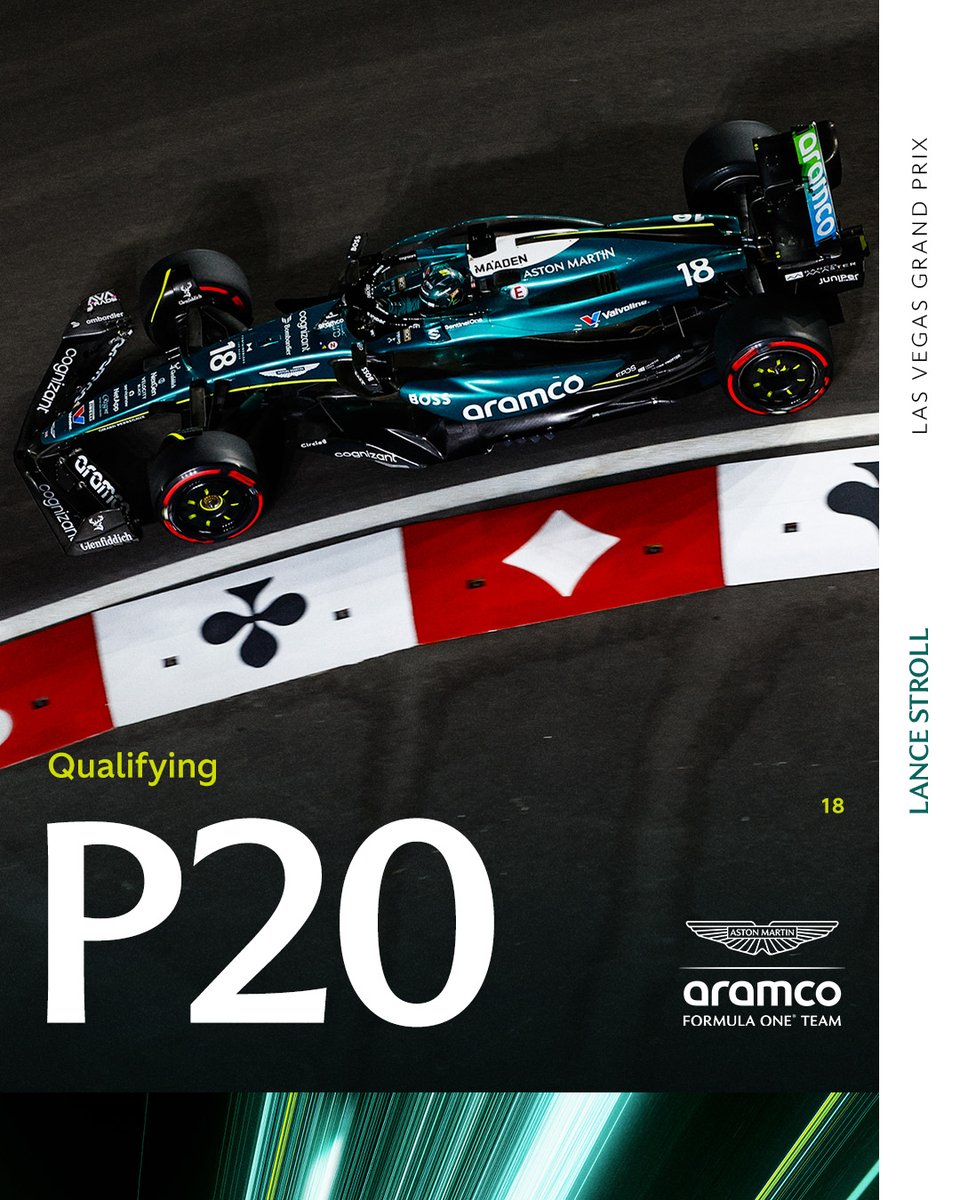 AstonMartinF1's tweet photo. Our #LasVegasGP qualifying comes to an end. https://t.co/21vqHzkAQo