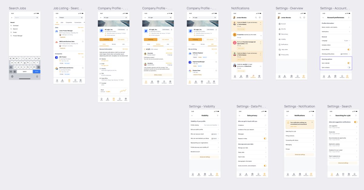 msbuddhu's tweet image. 🚀 Just wrapped up a new #uidesign  project for #GetJob, a mobile app focused on job hunting and professional networking. This was built as part of a project at @SanganakOrg , my startup! Here&apos;s the journey and features! 🧵👇