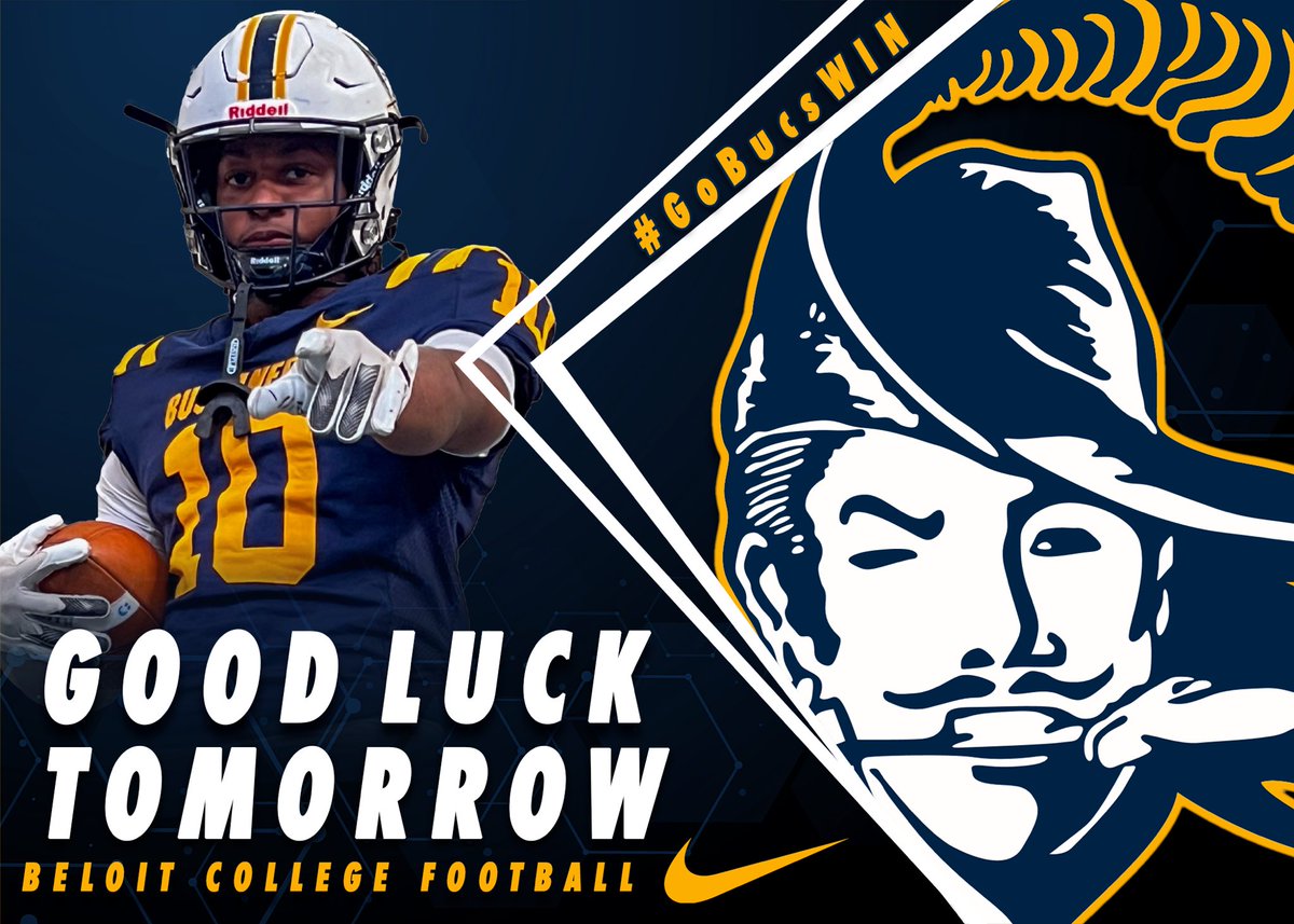Thanks for the Good Luck Wishes!!
<a href="/CoachLanghoff/">Kyle Langhoff</a> <a href="/BeloitBucsFB/">BeloitBucsFootball</a>