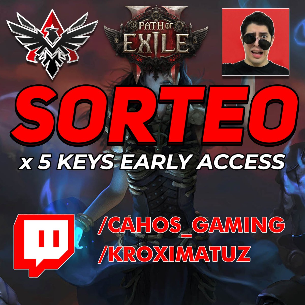 CahosGamingARG's tweet image. 🎁 SORTEO MEGA EPICO 🎁  
 
El hype por #pathofexile2 está por las nubes y más sabiendo que vamos a estar sorteando el ACCESO ANTICIPADO para 5 personas 🔥 
 
¿Cómo participar?  
 
- Like y Retweet
- Seguir a @CahosGamingARG  y @kroximatuz 
- Mencioná a tu compañero de vicio!