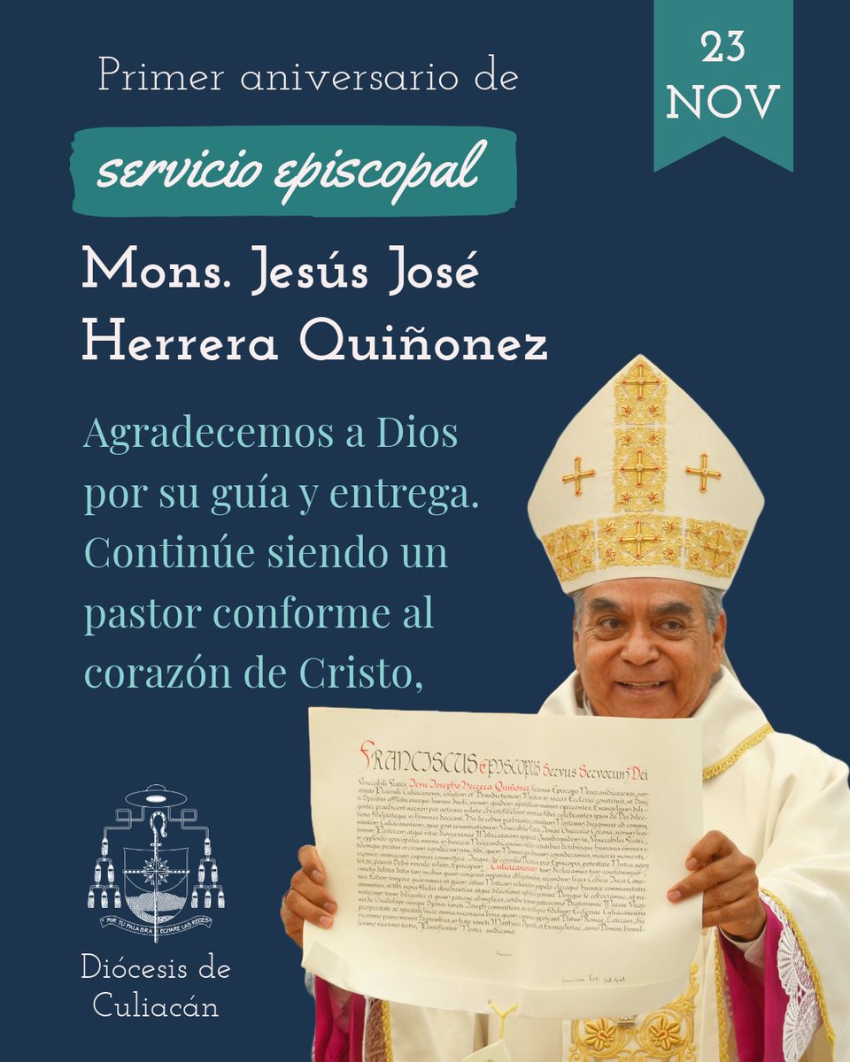 PeriodicoLogos's tweet photo. Feliz aniversario Mona. Jesús José Herrera Quiñónez, obispo de #Culiacan https://t.co/kARTzLv54c
