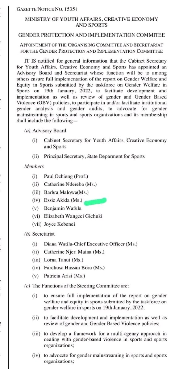 Congratulations, Ms. Essie Mbeyu Akida, on your appointment to the Gender Protection and Implementation Committee. Proud of you <a href="/akida_14/">Esse Akida</a>