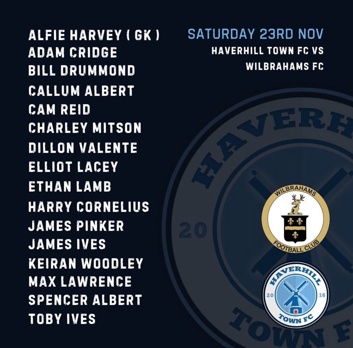 Today we face Wilbraham FC in the third round of our league cup💙