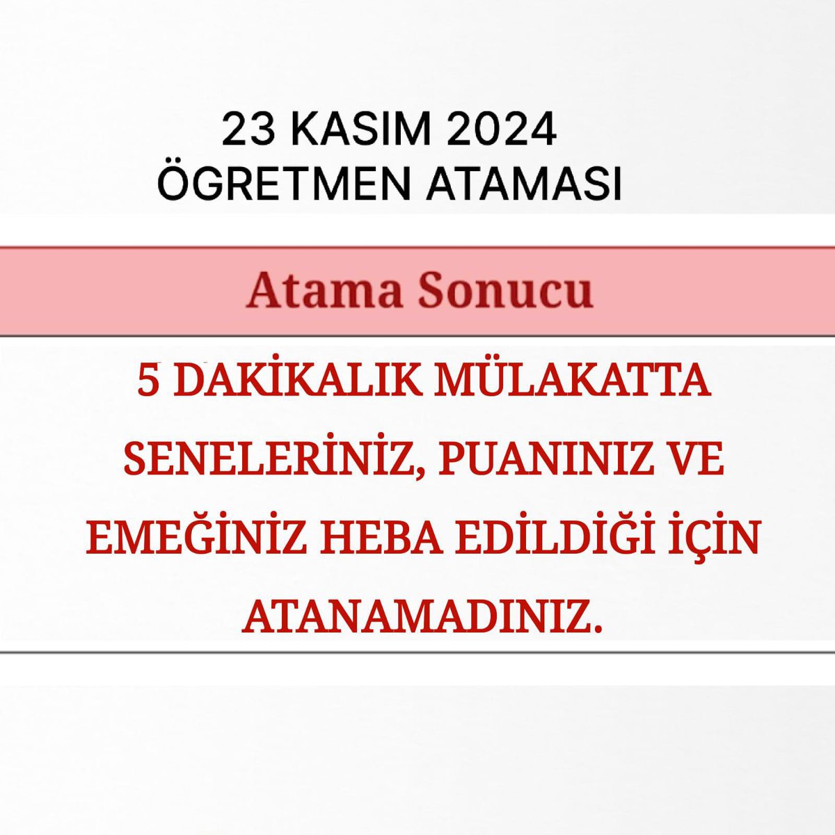 Mülakatım güzel geçmesine rağmen mülakata girdiğim şehir kaderim oldu. Erzurum’da girseydim elenmeyecektim. <a href="/RTErdogan/">Recep Tayyip Erdoğan</a> <a href="/Yusuf__Tekin/">Yusuf Tekin</a> <a href="/talatyavuz29/">Talat YAVUZ</a> <a href="/_aliyalcin_/">Ali YALÇIN</a> <a href="/Akparti/">AK Parti</a> <a href="/tcbestepe/">T.C. Cumhurbaşkanlığı</a>
 #RTEdenEkYerleştirmeMüjdesi
