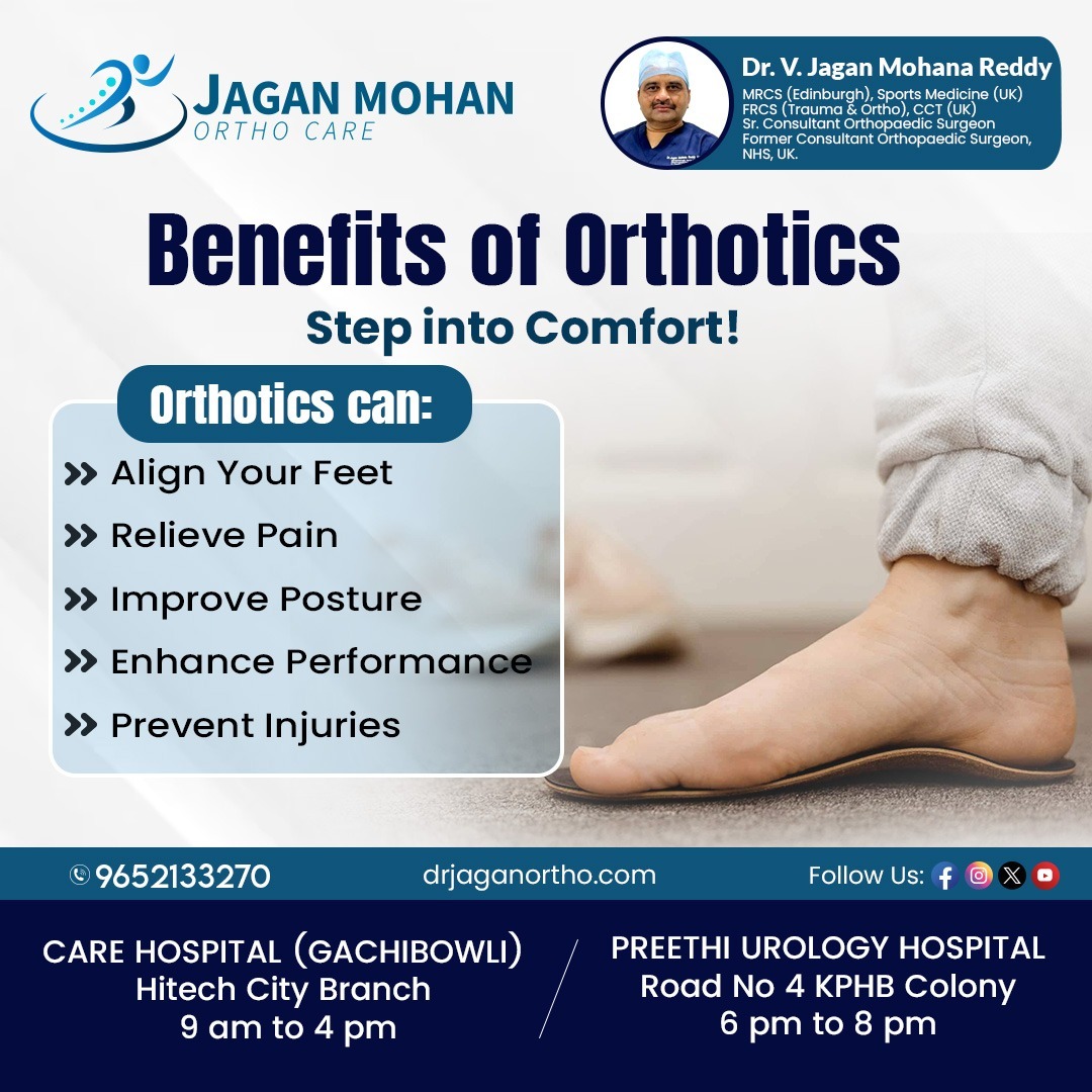 JaganOrthopedic's tweet image. Step into comfort with orthotics! Align your feet, relieve pain, improve posture, enhance performance.

Book your appointment now
Call: 9652133270

#drjaganortho #hitechcity #kphp #BestjointRepalcementTreatmentinHitechCity #Orthotics #FootHealth #PainRelief #footcare