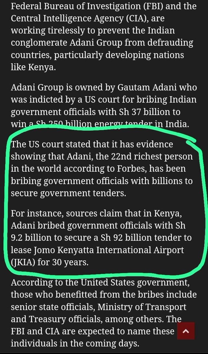 daniel_ohtienoh's tweet photo. Here it is!
Allegations of bribery between the Kenyan government and the Adani Group. There had to be something.

The FBI has to investigate and arrest every individual implicated in the bribery.

Opiyo Wandayi SHIF Kairo #RutoMustGo Miguna Amerix Eastleigh https://t.co/8rT5jnqdvT