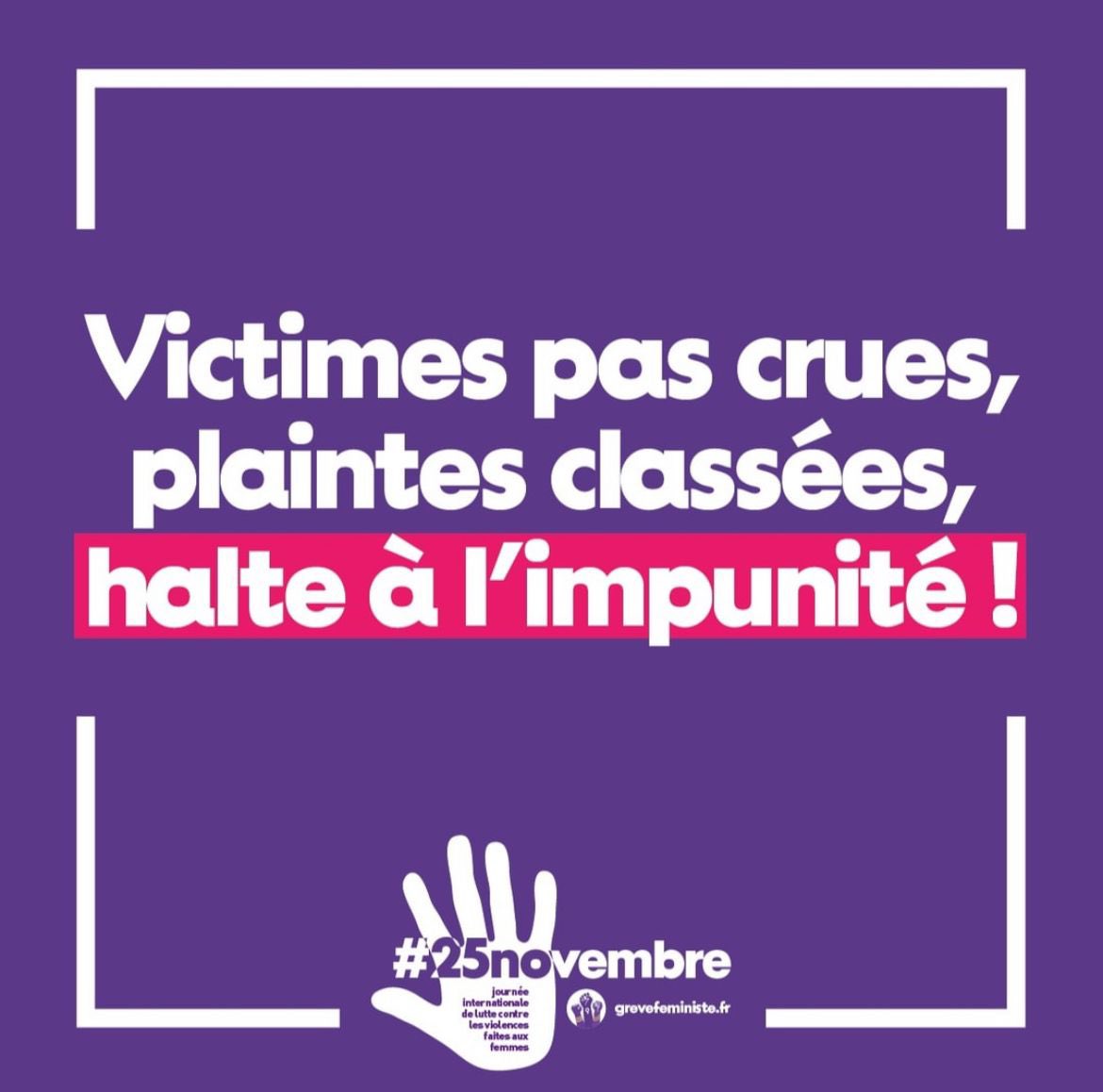 25 NOVEMBRE              

Journée Internationale de lutte contre les violences faites aux femmes           

Manifestons PARTOUT contre les violences sexistes et sexuelles         

#25novembre #23novembre #violencesfaitesauxfemmes #solidariteinternationale #educationfeministe