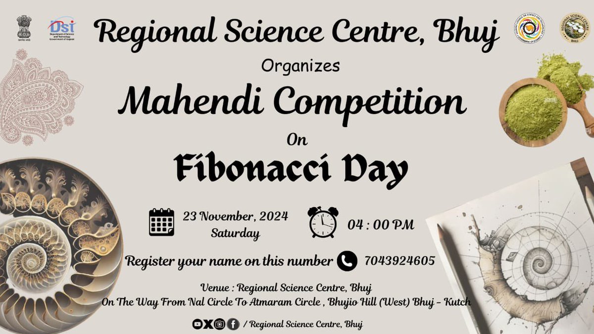AartiMeghnani's tweet image. Where math meets art! 
Celebrating Fibonacci Day with stunning examples of the sequence in design @RscBhuj 

#FibonacciDay #MathArt