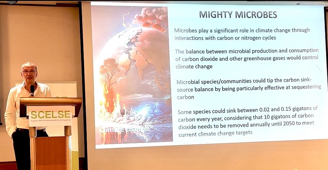 SCELSE_SG's tweet image. [#SCELSE Retreat] SCELSE Centre Director Alain Filloux shared a powerful truth: Microbes are central to climate change, pollution &amp;amp; biodiversity loss. From sequestering CO₂ to cleaning pollutants via bio- and phytoremediation, these tiny organisms are mighty. #MightyMicrobes