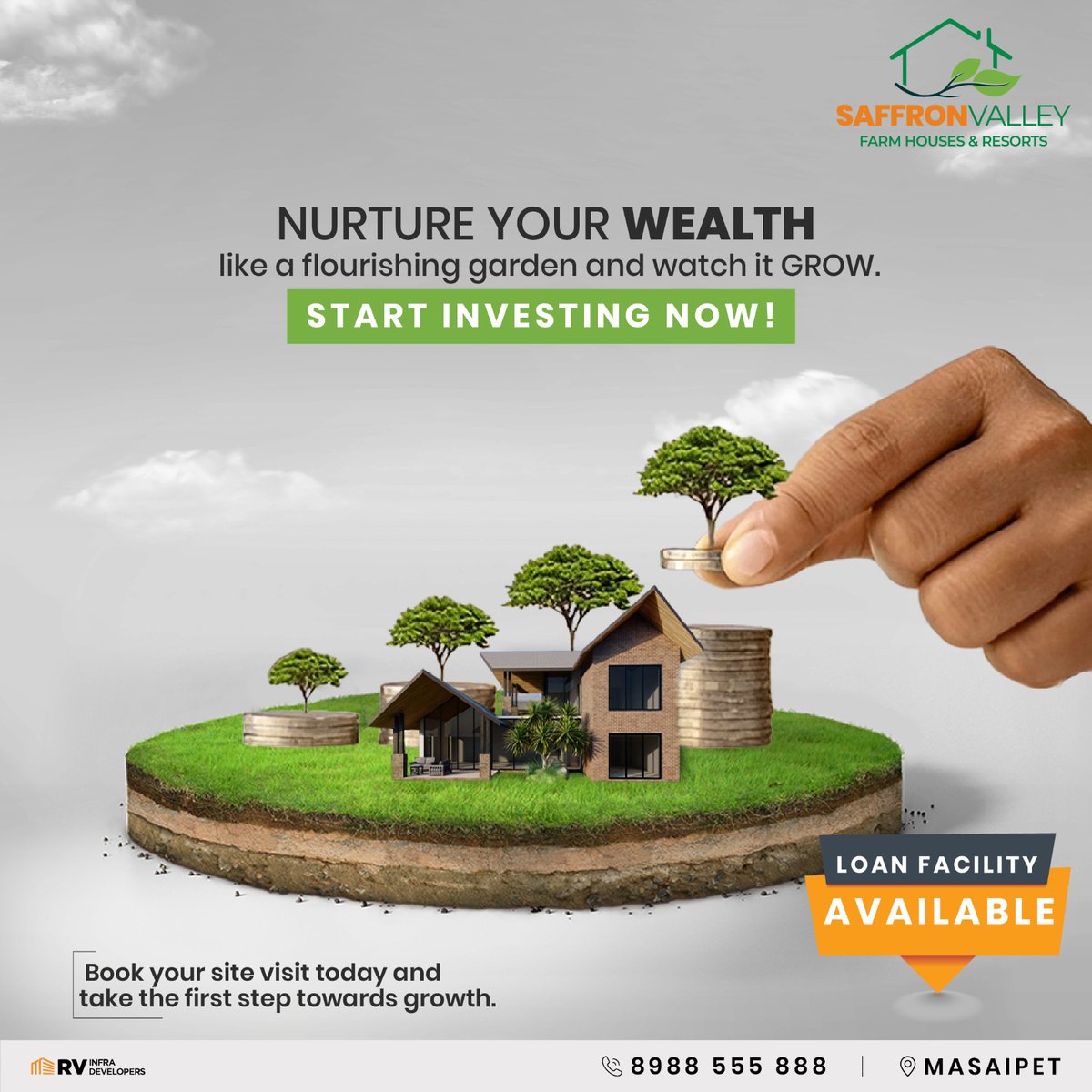 SaffronResorts's tweet photo. Explore SaffronValley Farm Houses &amp; Resorts – a perfect blend of nature and smart investment. Nurture your wealth like a flourishing garden, and watch it grow! Book your site visit today and take the first step towards prosperity.#WealthGrowth #FarmHouseLiving #SmartInvestment https://t.co/szfQu4VyXj