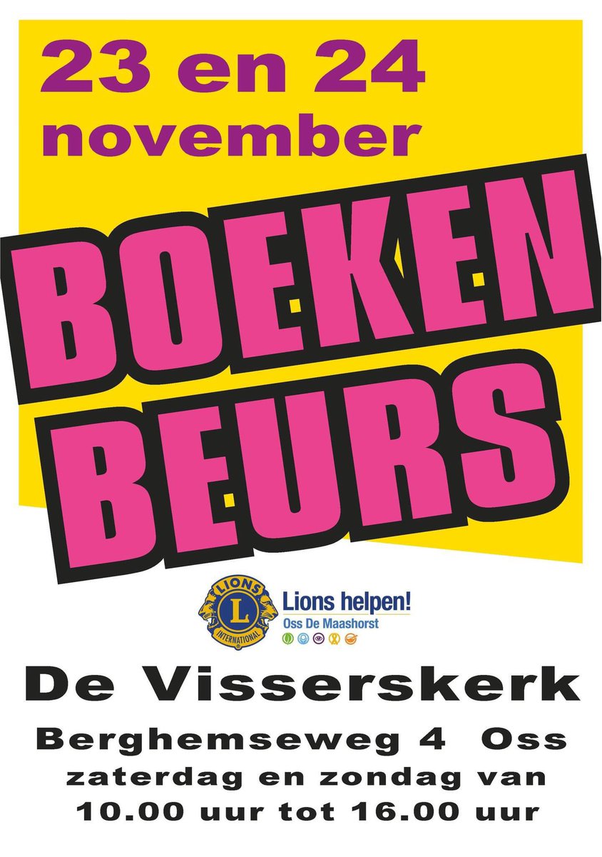 Dit weekend (23 en 24 november) is het weer 2 dagen De grote Osse Boekenbeurs in de Visserskerk in Oss. Elke dag van 10 tot 16 uur.