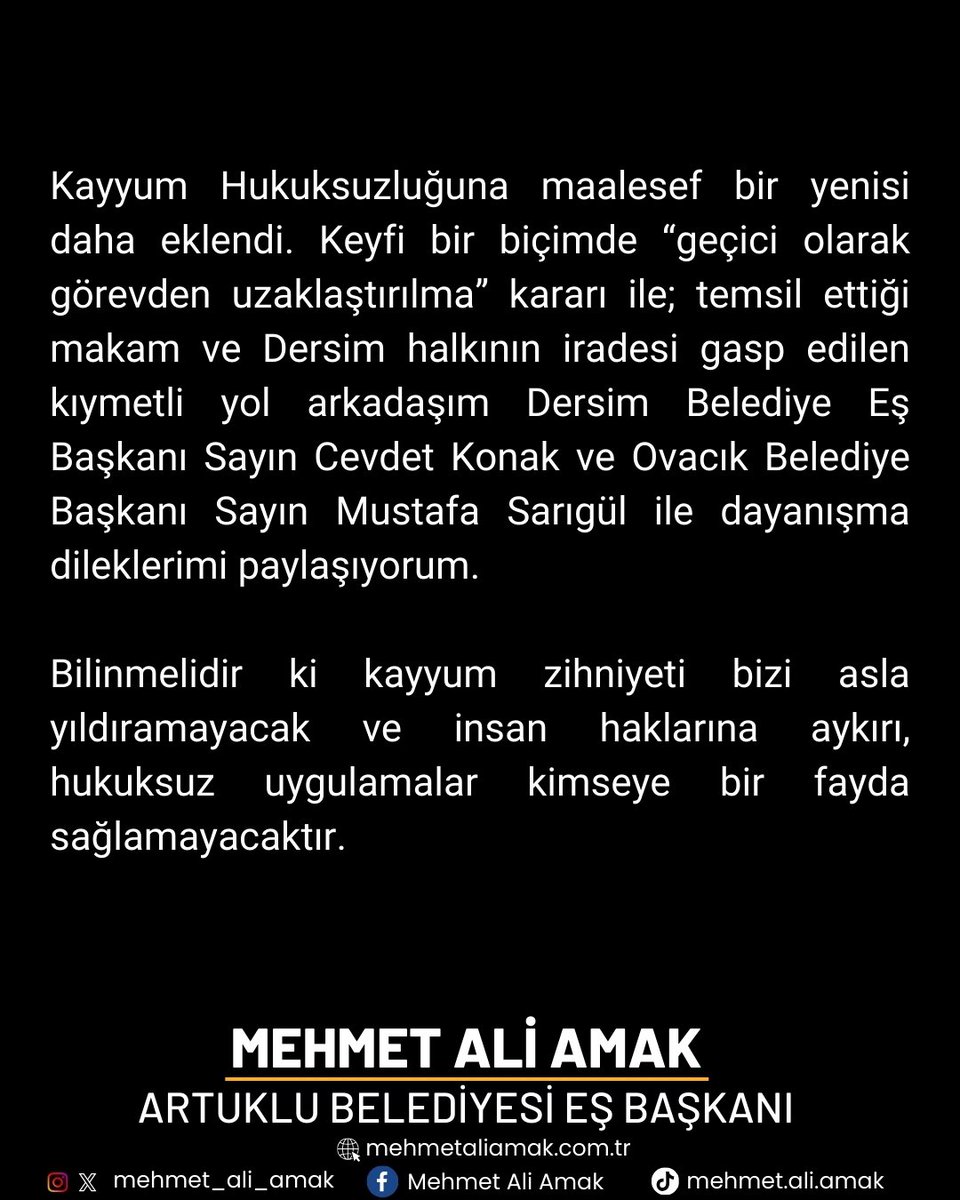Bilinmelidir ki kayyum zihniyeti bizi asla yıldıramayacak ve insan haklarına aykırı, hukuksuz uygulamalar kimseye bir fayda sağlamayacaktır.