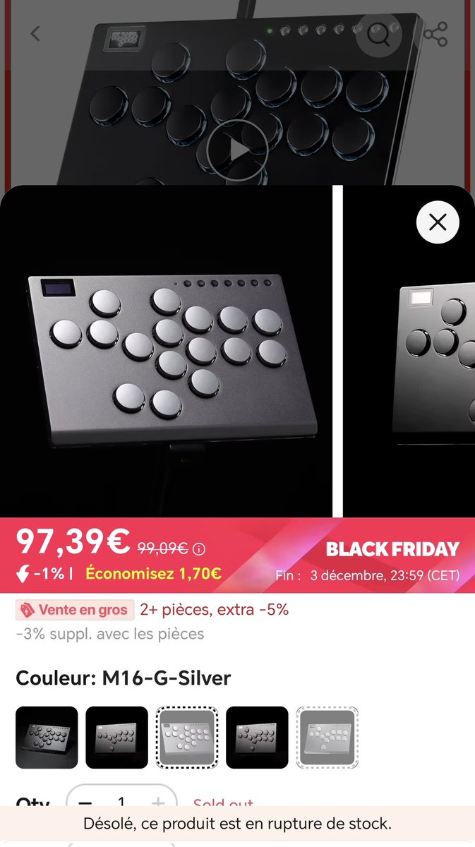 A vendre les reufs.
C'est la version M16.
Celle-là est comme neuve, utilisée pour une session ranked récemment jusqu'à prendre un triple perfect par Buster MX puis remis dans sa boîte 🥹
Achetez-la moi avant que <a href="/AkimLadose/">LaDOSE Akim</a> ou <a href="/JuniFGC/">Juni</a> me demande de leur offrir ❤️