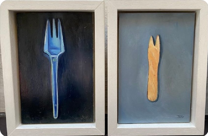 Painting ordinary items that we easily discard has always held a  fascination for me. Simple subjects still provoke a memory.
#stilllife #chipfork #icecreamscoop #contemporaryart 
<a href="/GrimArtGroup/">Grim Art</a> #paintingrubbish