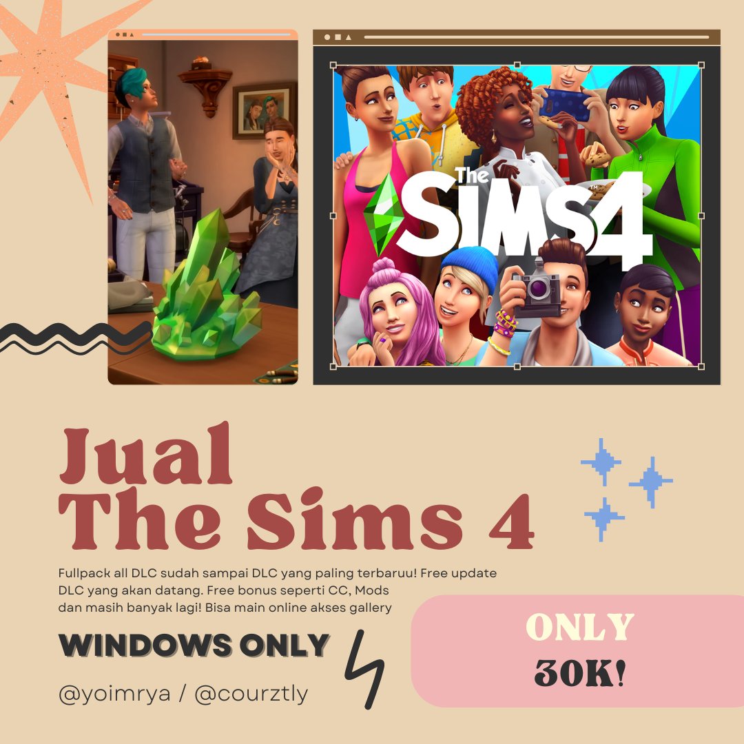 Hiii,  selamat  sore  guys!  pengen  main  the  sims  4?   sini  yukk  bisa  beli  di  akuuw~ 💞📷 #zonauang #zonajajan