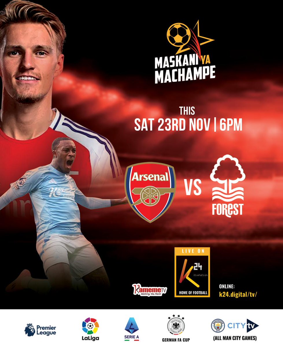 PeopleDailyKe's tweet photo. MatchDay: What are your predictions for this game? Arsenal vs Nottingham Forest 

Catch all the action live on K24TV and Kameme TV.

#EPLMaskani #SerieAOnK24TV #LaLigaOnK24 https://t.co/mIQtRkoL3P