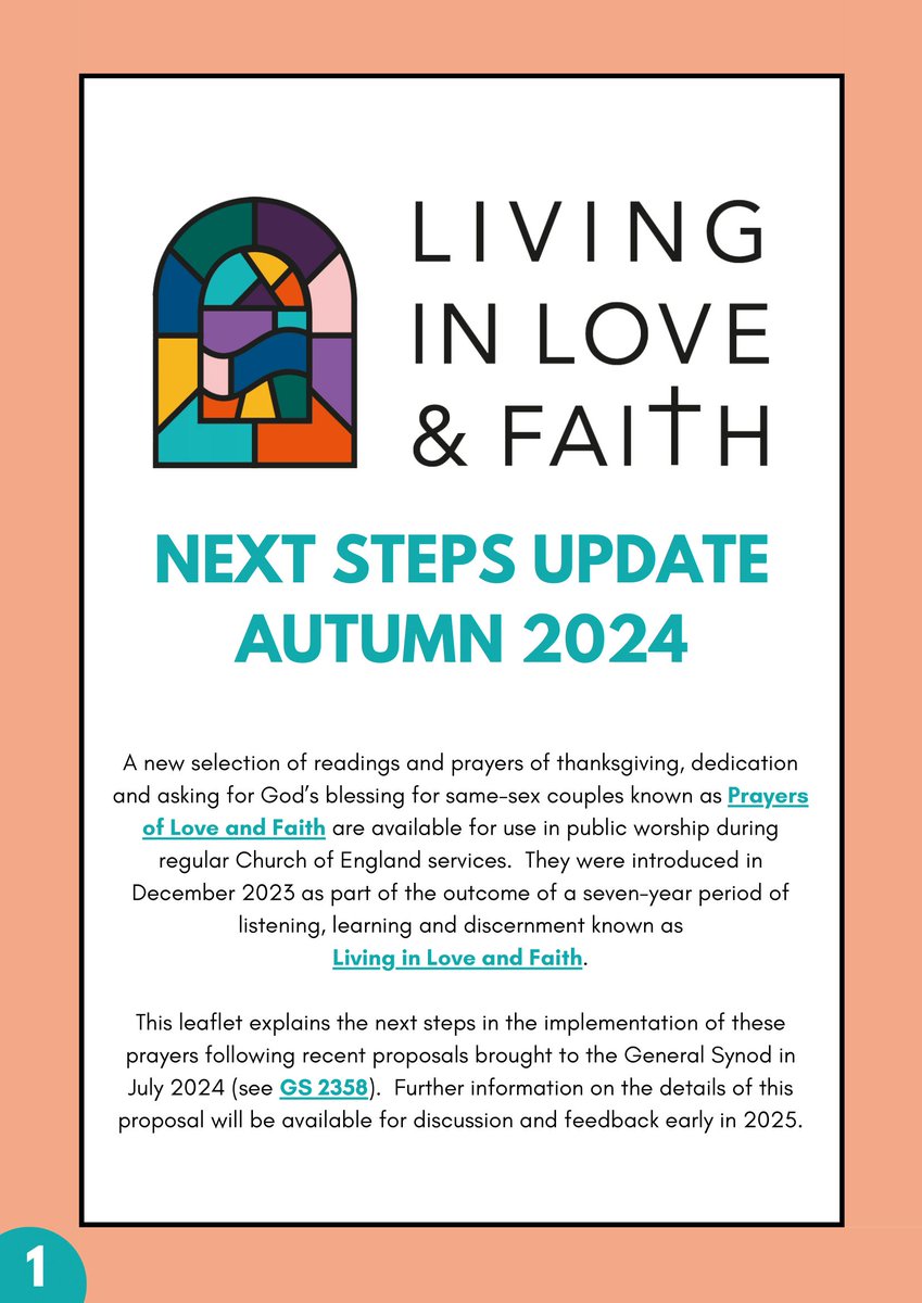 LIVING IN LOVE &amp; FAITH: Church of England issues update on its #LLF process on identity, sexuality, relationships &amp; marriage, including a new leaflet &amp; video plus plans to introduce standalone services including Prayers of Love &amp; Faith #PLF. READ MORE: bit.ly/LLFupdate1124