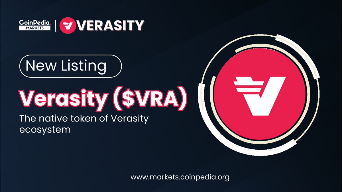 New #Listing! 💥

We’re thrilled to announce $VRA is now listed on #CoinpediaMarkets 🚀

<a href="/verasitytech/">Verasity</a> is the native token of #Verasity ecosystem and is built on #Ethereum blockchain.🔥

Track #VRA here: markets.coinpedia.org/verasity/

Also, join us on Telegram for all the latest $VRA