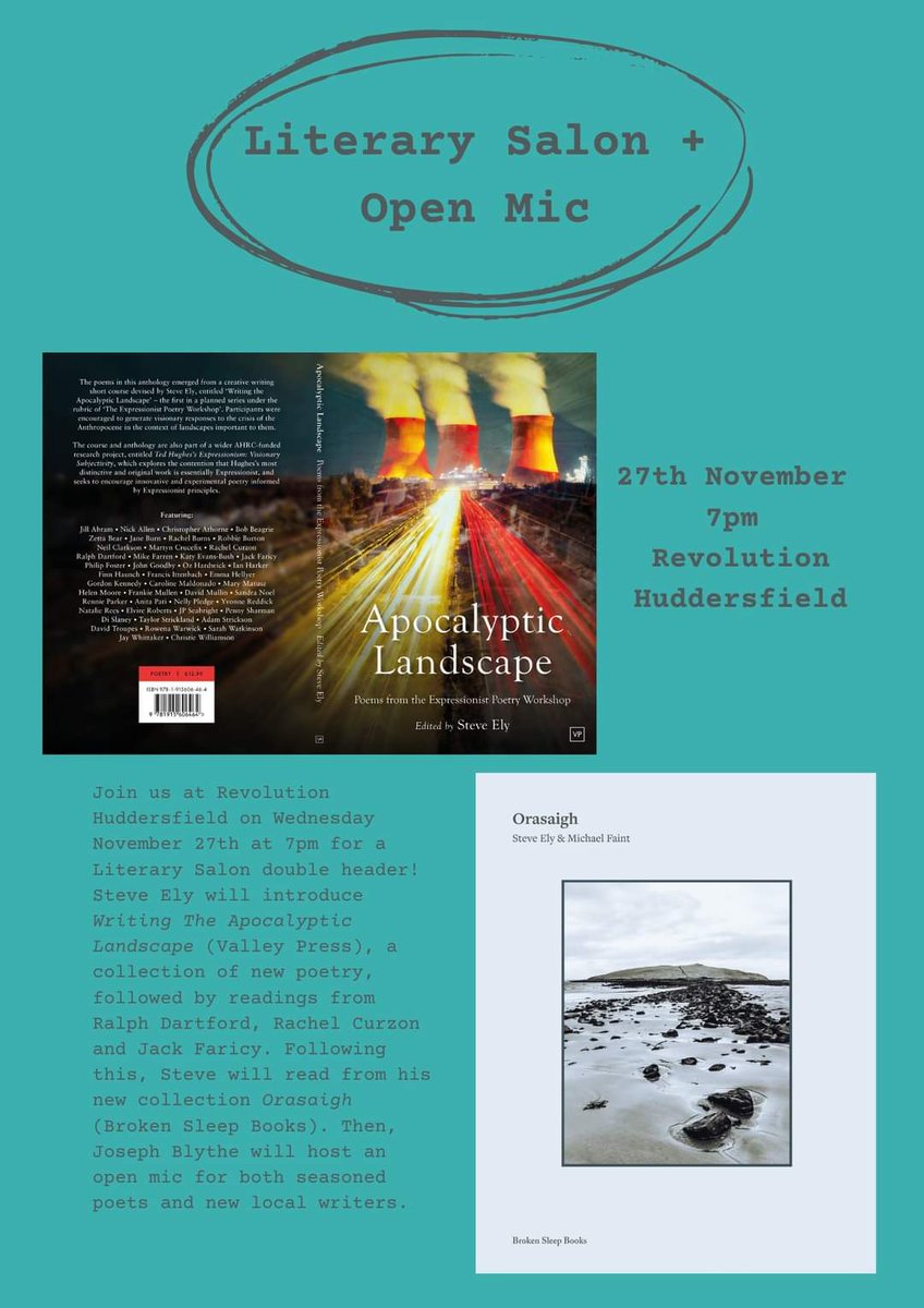 WordSuckers's tweet photo. Looking forward to this on Weds. 3 excellent readers, me, and an open mic. At Revolution in Hudds. https://t.co/juWqhJZYxD