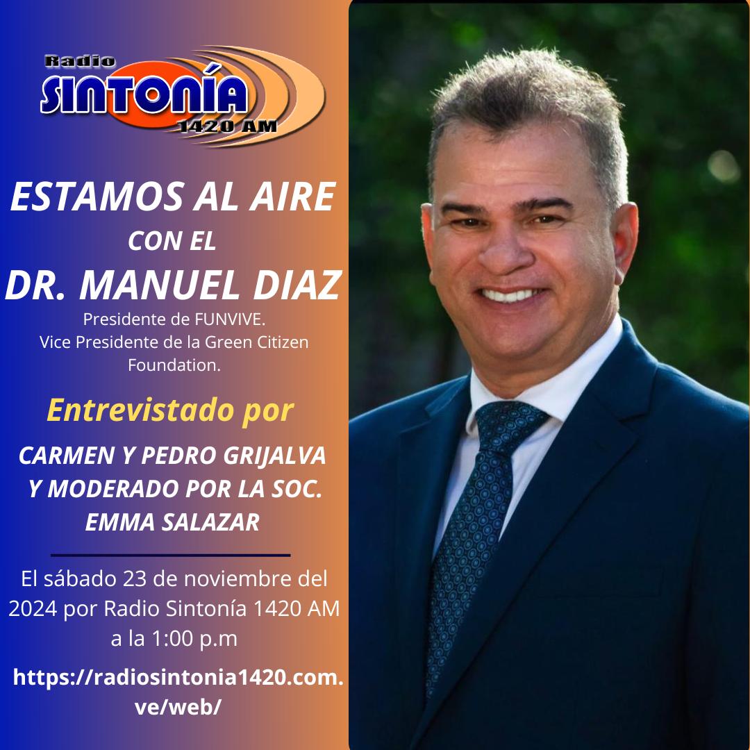 ecorina2's tweet image. ☀️🎙️📻🌎🇻🇪 Invitados HOY 23 Nov 24 a participar por @Sintonia1420am en #EstamosalAire. Invitado Dr. Manuel Diaz, Abogado Venezolano. Presidente de @funviverde y Vicepresidente Mundial de la Green Citizen Foundation. 

Desde la 1PM ¡Sintonízanos!
radiosintonia1420.com.ve