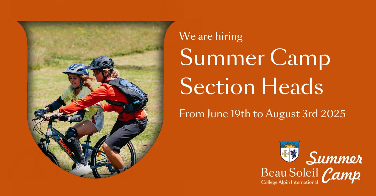 BeauSoleil_ch's tweet image. We're #hiring
We are seeking Summer Camp Section Heads to manage and inspire a team of monitors, motivating them to bring out the best in their creativity and leadership skills.
Find out more information here 👉beausoleil.ch/summer-camp-se…
#cabslife