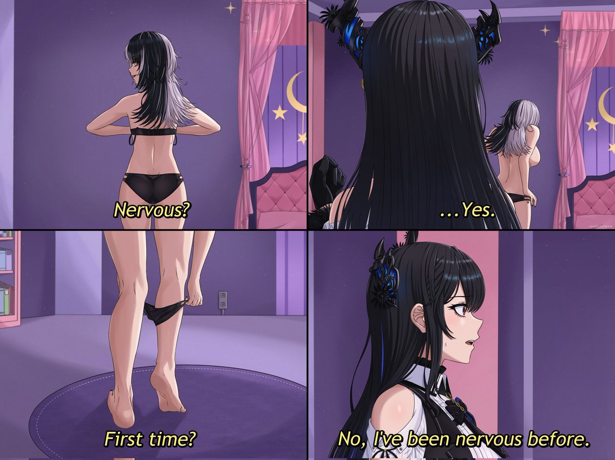 Laying in bed, thinking about our first time together.