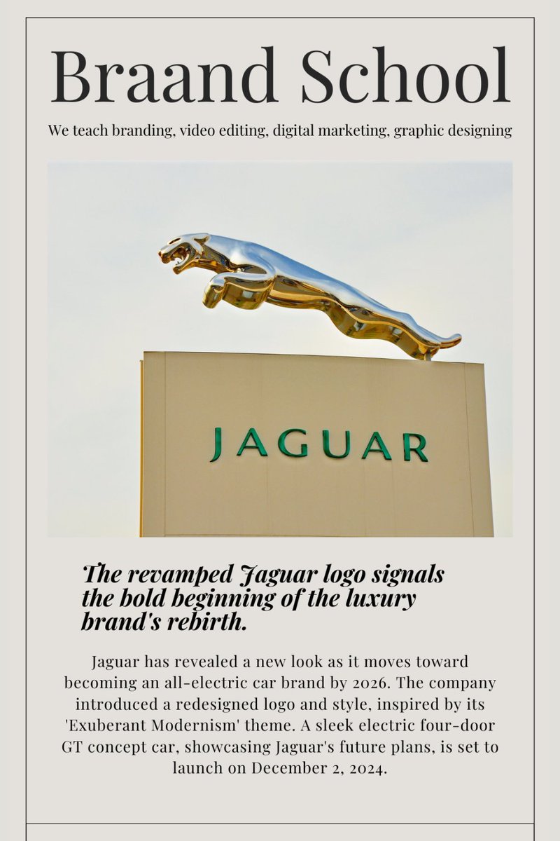 braandschool's tweet photo. The revamped Jaguar logo signals the bold beginning of the luxury brand's rebirth. https://t.co/WlnV2FesFJ