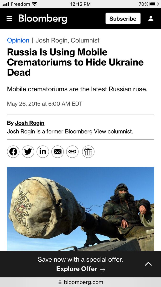GicAriana's tweet photo. Never forget: Russia has used mobile crematoriums in Ukraine since 2014. They brought more of them into Ukraine in 2021-2022 to burn even more Ukrainian corpses in the ongoing Russian genocide of Ukrainians.

Yes, we knew. @joshrogin broke the story in western media in 2015: https://t.co/nhGrIrFrxd