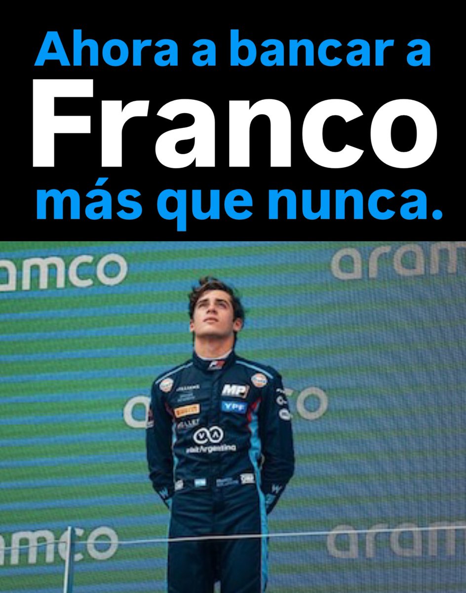 #BuenSabado Ahora a bancar a Franco más que nunca. Franco Colapinto hasta el infinito. Estas cosas te harán más fuerte. Toda la Argentina está vos. 🇦🇷🩵💪