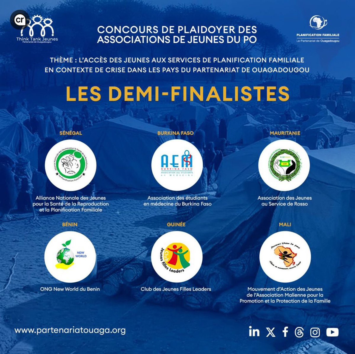 C'est officiel !🎉Le rendez-vous pour la demi-finale du concours de plaidoyer des associations jeunes du PO c'est ce 04 décembre à partir de 9h45.
💯Soyons nombreux à nous connectons pour soutenir le plaidoyer de ces associations jeunes.
Lien du zoom : lnkd.in/dwzx9cFS