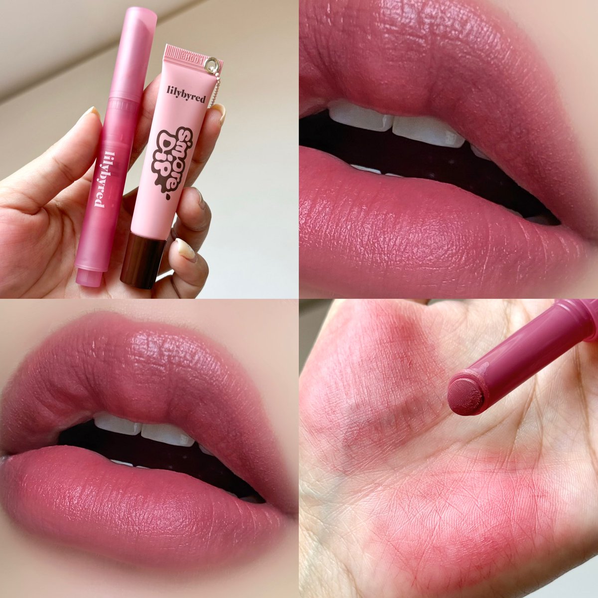 ลิปฟองดูของ LILYBYRED สี 04 คือสวยมากกกกก มีความชมพูอมม่วงที่ถูกต้อง เนื้อมีความนุ่มลื่น เกลี่ยง่าย วาวนิดๆ หลังทาปากชุ่มชื้นกำลังดี สวยมาก น่ารักมาก 3000%