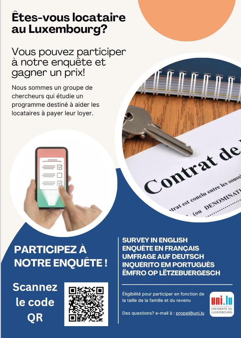 jm_campanella's tweet photo. Si vous êtes locataire, participez à l'étude de @uni_lu sur la subvention de loyer : Celle-ci vise à comprendre les raisons pour lesquelles certaines personnes ne demandent pas la subvention de loyer. https://t.co/77tDWW16yG https://t.co/knK3cnhn0q