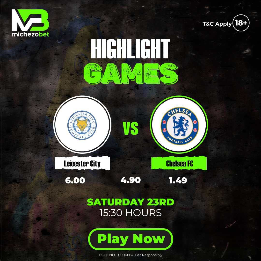 michezobet's tweet photo. PL Leicester V Chelsea 

😅Former Enzo maresca coaching team

✅Leicester wako na 1 win in the last 5 encounters. 

✅Chelsea had 2 wins,2 draws and 1 lose in the last 5 Matches.

Visit👉 https://t.co/oyL6so4mX1

#MichezoBet #Leicester #Arsenal #Chelsea #EPL #ManCity #Bayern #PSG https://t.co/eNu1d6xl5o