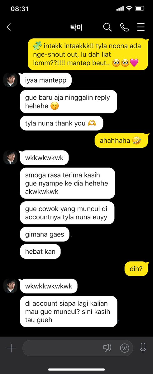 ceritanakhitz's tweet photo. 💬🐶 [241122] 
02.29PM KST

intak tentang di-notice tyla nuna dan cita-cita di-notice usher oppa 😎

🍡
tetang p1ece yang bilang "tau usher" aslinya wordplay dari '어셔어셔 알아오셔' https://t.co/vRgXPPAwqR