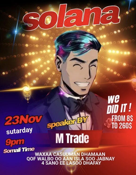 GM future millionaires ☕️☀️

WAXAA CASUUMAN DHAMAAN
QOF WALBO 00 AAN ISLA SOO JABNAY
4 SANO EE LASOO DHAFAY 🚀 

What a journey its been

its only just beginning 👆🏼

23/11/24
09:00 Somali time 🇸🇴

RT
Share lawadag asxbtada 

Host @somaliwhale