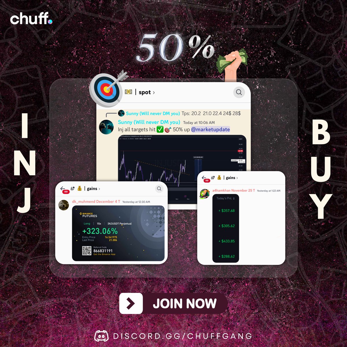 thechuffgang's tweet image. INJ / USDT BUY Call in our Premium group Went Crazy 50% Up, Bois Printed Heavy $$$ 🚀💸

Premium Entries are Open now, To Join DM Us

🔗 Free group link in our bio.

.
.
.
.
#thechuffgang #chuff #btc #marketupdates #crypto #cryptomemes
#investors #stockmarket #trending