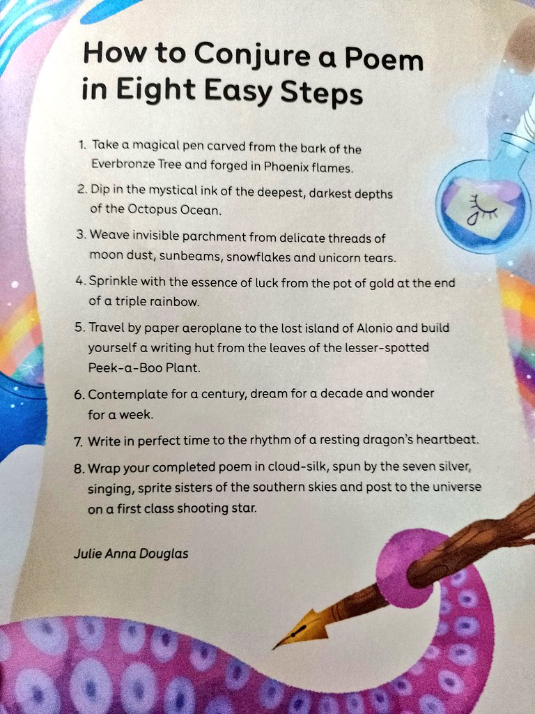 JulieAnnaPoetry's tweet image. &apos;How to Conjure a Poem in Eight Easy Steps&apos; 
💫
From &apos;Wings Wide Open - Poems to Share&apos; @OUPPrimary @CatBake
💫
global.oup.com/education/prod…
💫