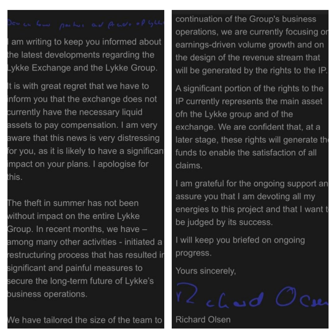 Lykke, UK registered, Swiss branded crypto fiat on ramp fails its customers. $22 million funds recovery looks bleek. Authorities not helping!

cointelegraph.com/news/lykke-cry…

<a href="/Cointelegraph/">Cointelegraph</a> <a href="/stephanlivera/">Stephan Livera</a> <a href="/TheFCA/">Financial Conduct Authority</a> <a href="/swissinfo_en/">swissinfo.ch</a> <a href="/crypto/">Bloomberg Crypto</a> <a href="/swiss_isa/">SISA - Swiss Internet Security Alliance</a> <a href="/glassnode/">glassnode</a> <a href="/chainalysis/">Chainalysis</a> <a href="/CyberProtectUK/">Cyber Protect</a>