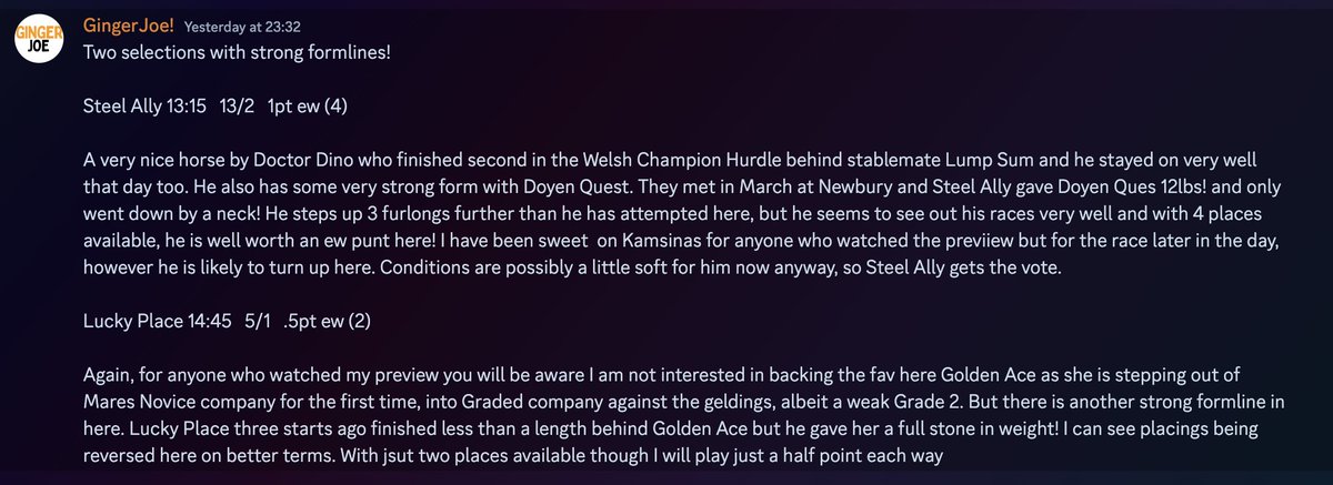 GingerJoeRacing's tweet image. 🥇🥇🥇This is why you need to join my group...

13/2,  5/1,  4/5... 1 to run
launchpass.com/ginger-joe&amp;#039;s-s…