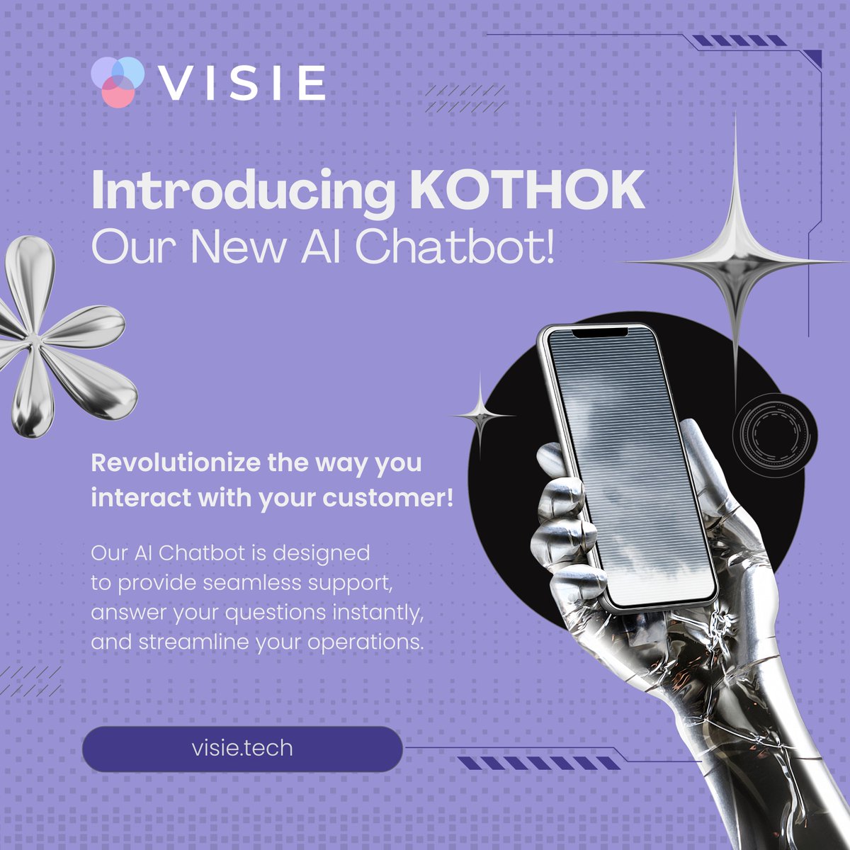 visieai's tweet photo. Enhance customer engagement and boost sales with Kothok, the AI chatbot designed for retail.  Provide instant support, personalized recommendations, and seamless shopping experiences.

#AIchatbot #RetailTech #CustomerService #visieaitech https://t.co/SOiKFnAUpx