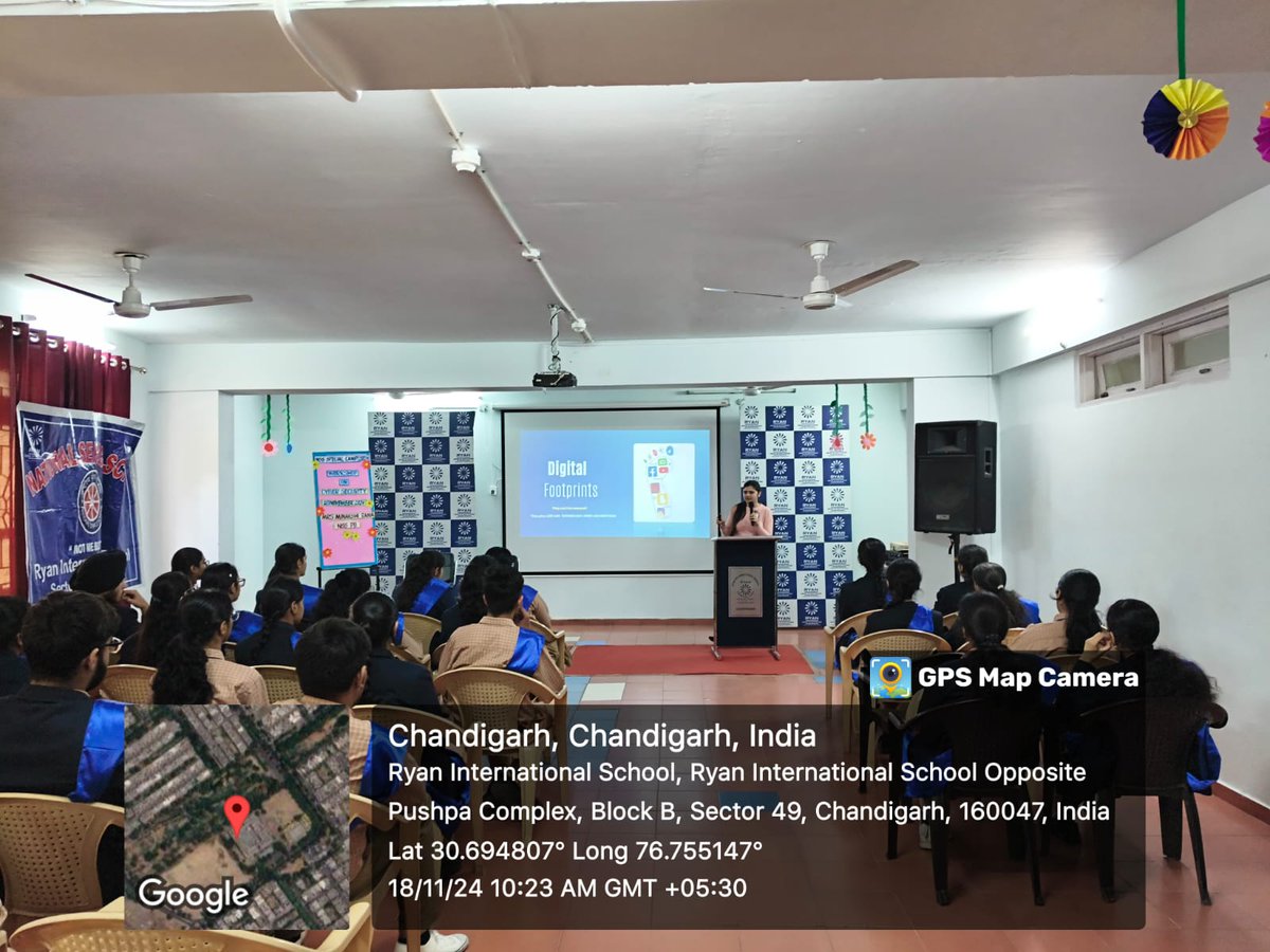 NSSRyanChd's tweet photo. Day-7 NSS Special Camp 2024 at Ryan International School, Chandigarh  
Date -18.11.2024   

Workshop on cyber security by Miss Gurpreet Kaur MCM DAV collateral for women College Sector 26 Chandigarh https://t.co/8lfUsuOlfo