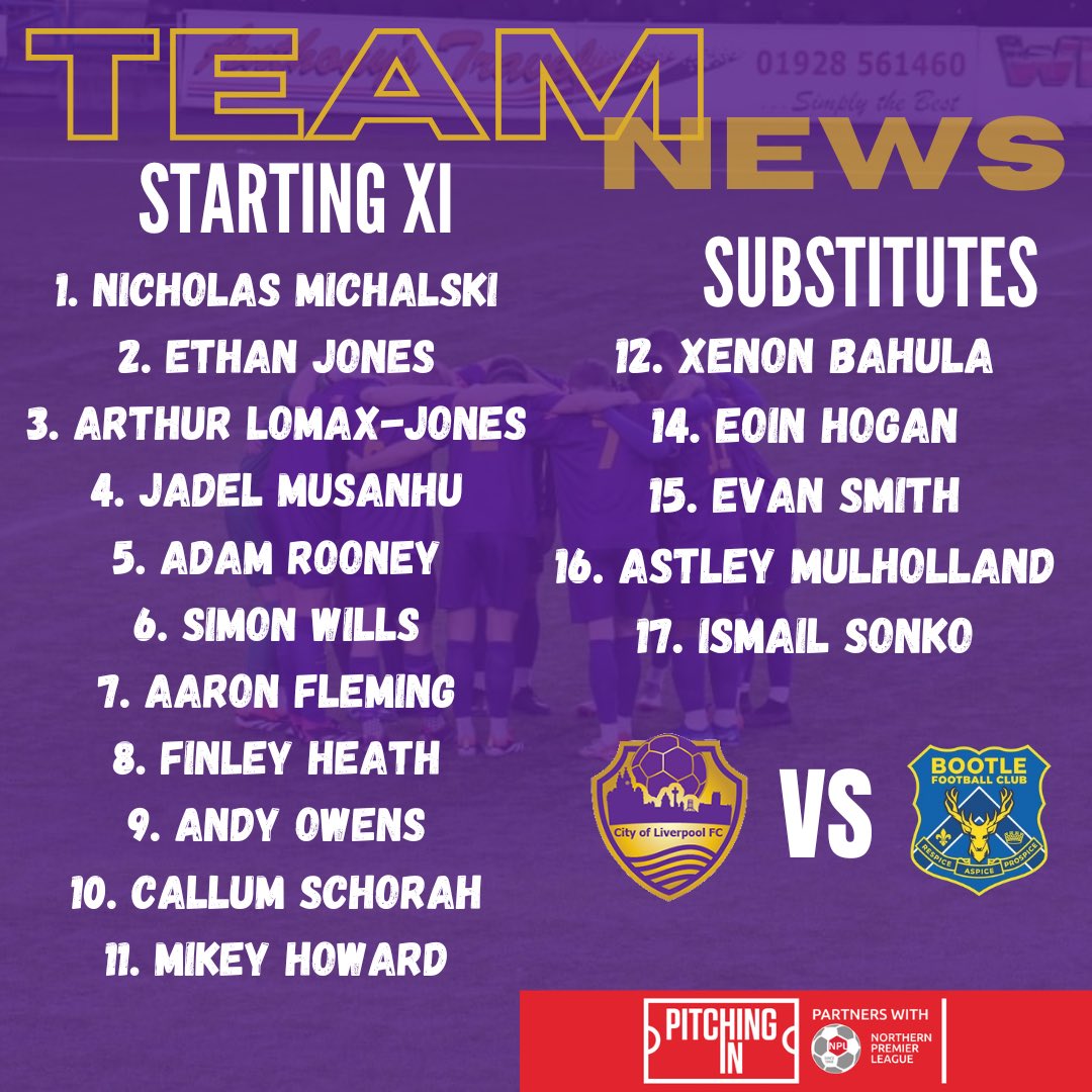 Your team for todays derby game against Bootle 😎

🟣🟡
#upthepurps colfc.mixlr.com