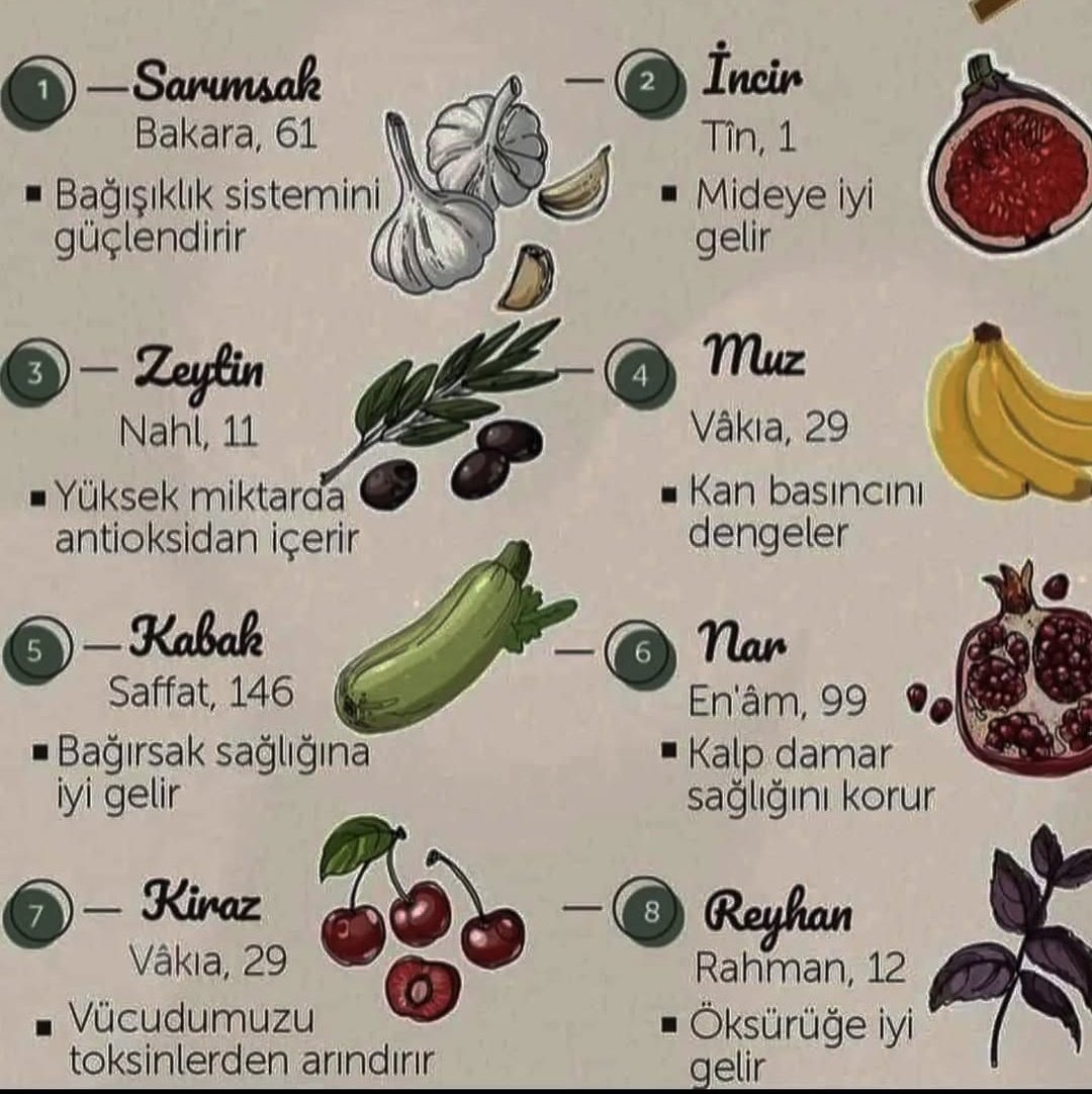 "Kur'an-ı Kerim'de adı geçen 8 besin"