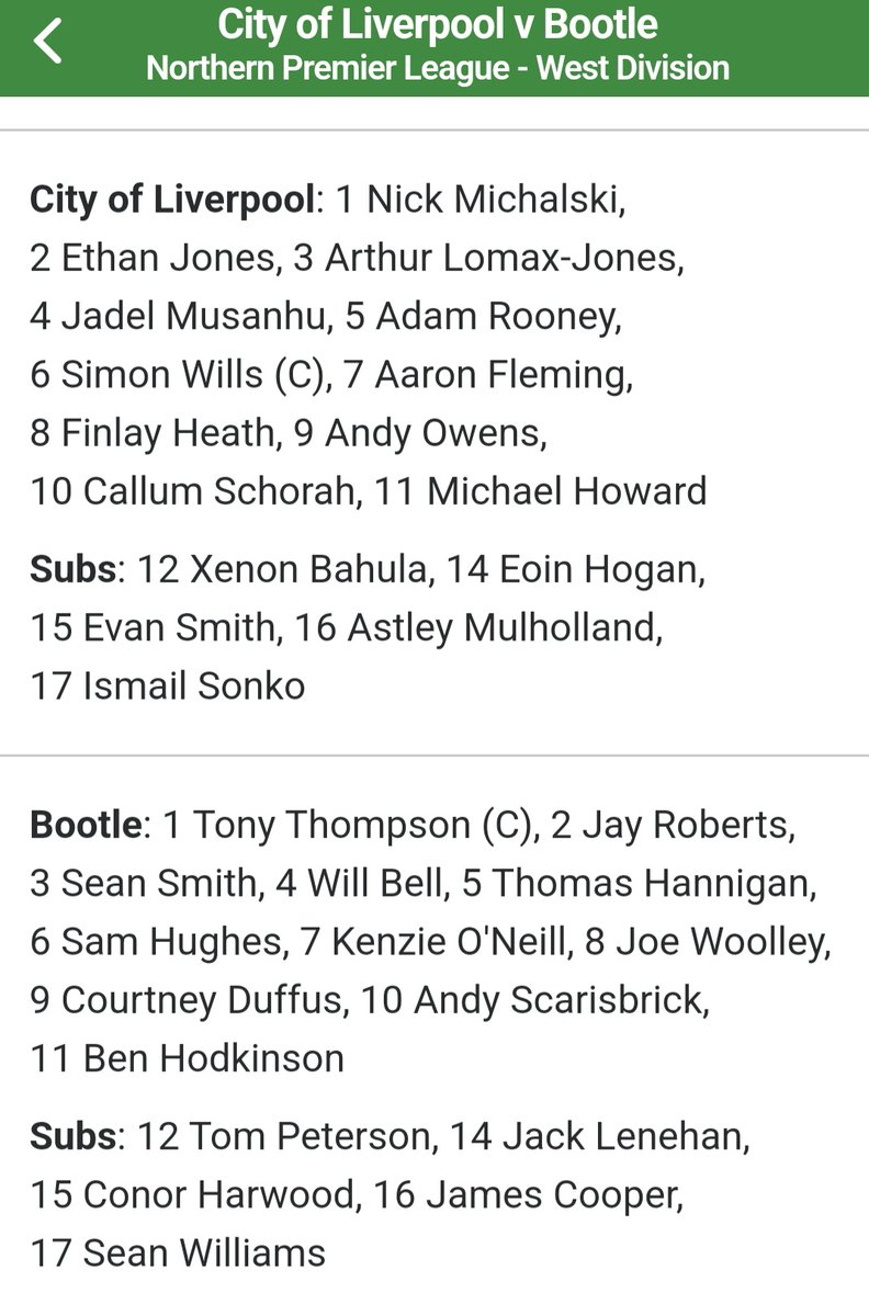 Team news for today clash with <a href="/Bootle_FC/">Bootle Football Club</a>