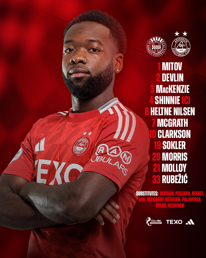 AberdeenFC's tweet photo. The Dons team this afternoon. https://t.co/AIdmSc2Nds
