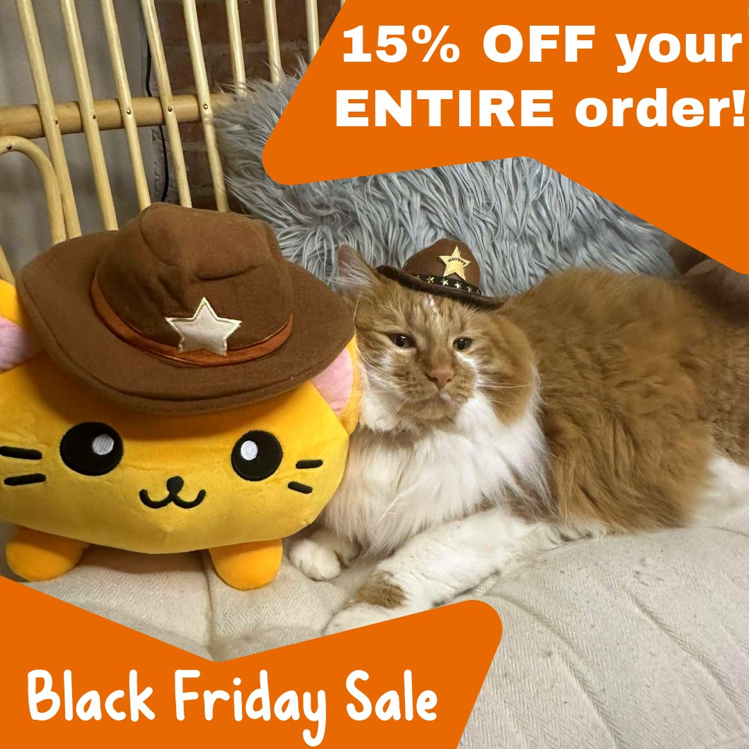 Black Friday has hit the Saloon! 🤠🎉 Take 15% OFF Your Entire order!! We've also restocked and added new stickers! Cowboycatsaloon.com
